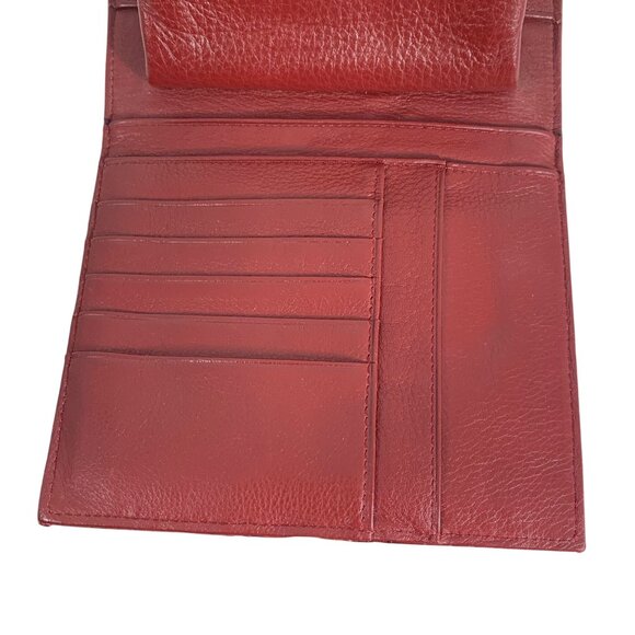 Brighton Oxblood Embossed Croc Leather Organizer Trifold Crossbody Bag EUC - Picture 11 of 14